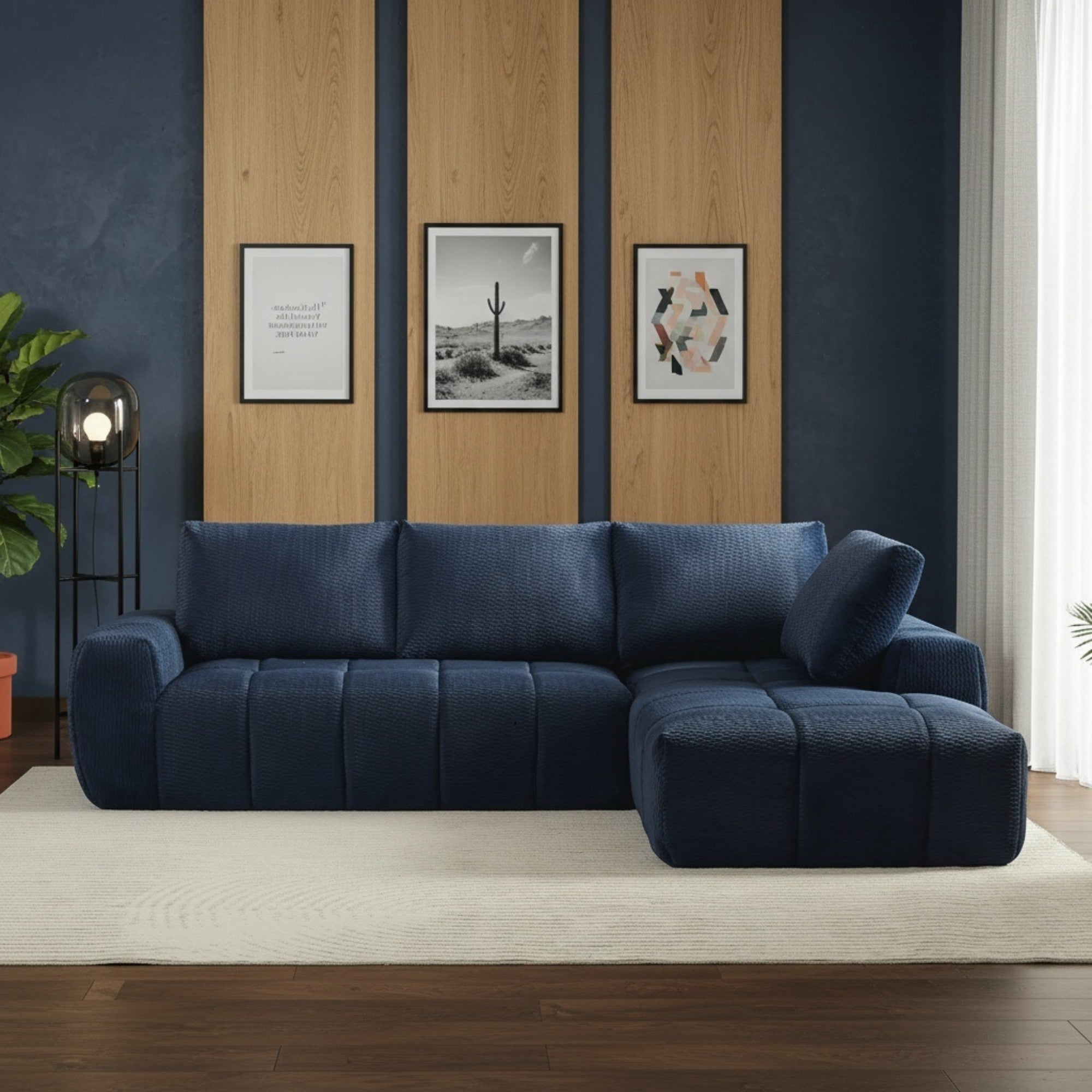 Sailvan Faux Fur L-Shape Luxury Sectional Oversized Sofa, Comfy Sleeper Couch,No Assembly Required