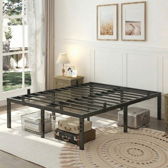 Sailvan Full Bed Frame 14-Inch, Upgrade Sturdy Metal Platform with Under-Frame Storage, No Box Spring Needed, Easy to Assemble, Black