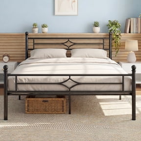 Sailvan Full Size Bed Frame, Full Platform Bed Frame with Headboard & Underbed Storage, Heavy Duty Metal Bed Full, 800lbs, Easy to Assemble, No-Noise, Black