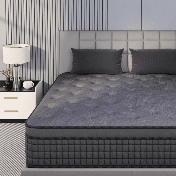 Sailvan Full Size Mattress in a Box, 12 inch Full Spring Mattress, Bed Mattress Full With Memory Foam & Pocket Spring, Medium Firmness, Edge Support, CertiPUR-US, Gray