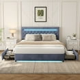 thumbnail image 1 of Sailvan Full Size Bed Frame With Headboard, Full Bed Frame with Storage 2 Drawers & LED Lights, Velvet Upholstered Bedframe, No Box Spring Needed, Gray, 1 of 10