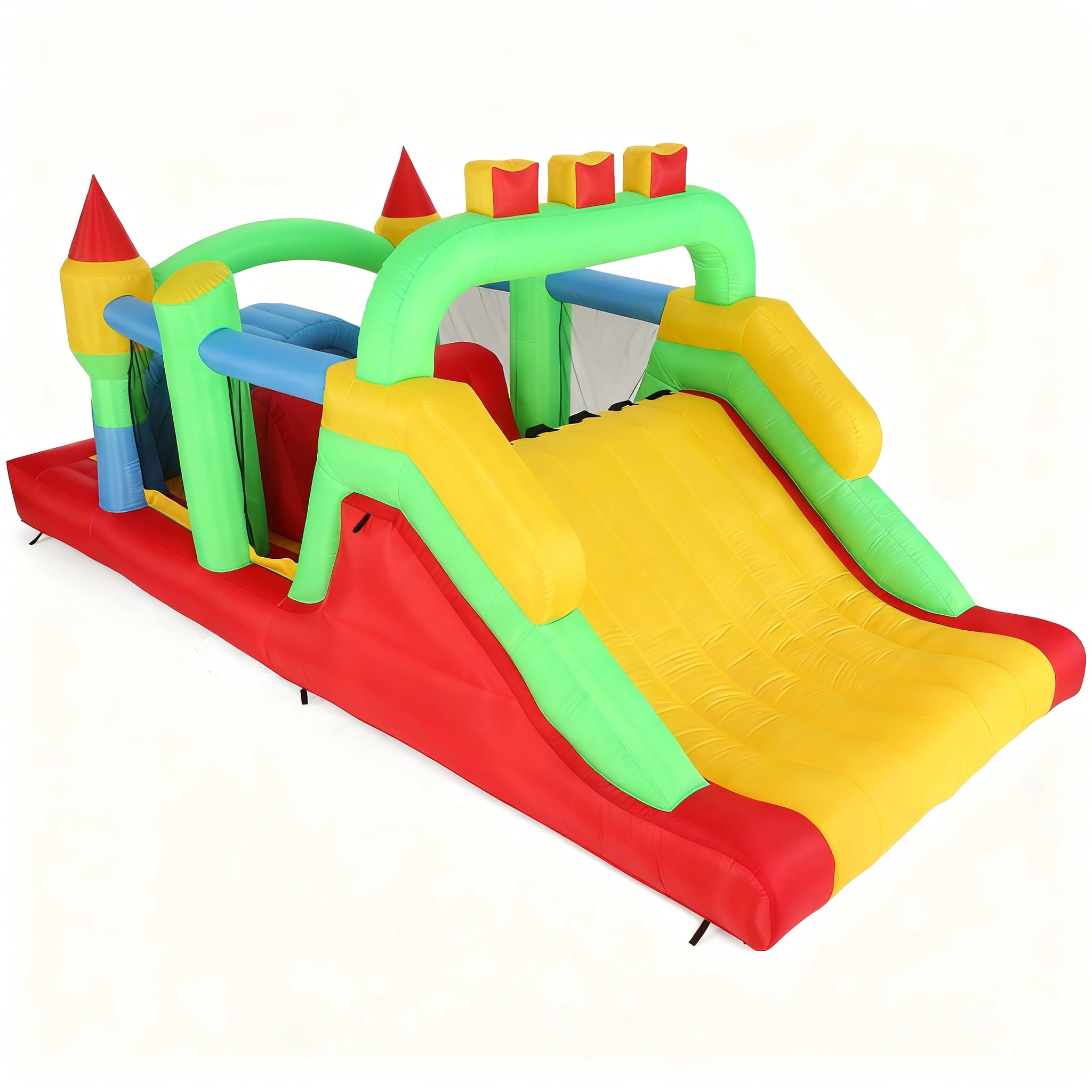 Sailvan Inflatable Bounce House, Indoor/Outdoor Bouncy House with Inflatable Obstacle Dual Tunnels, Large Slide Climbing Bounce Area Castle for Party