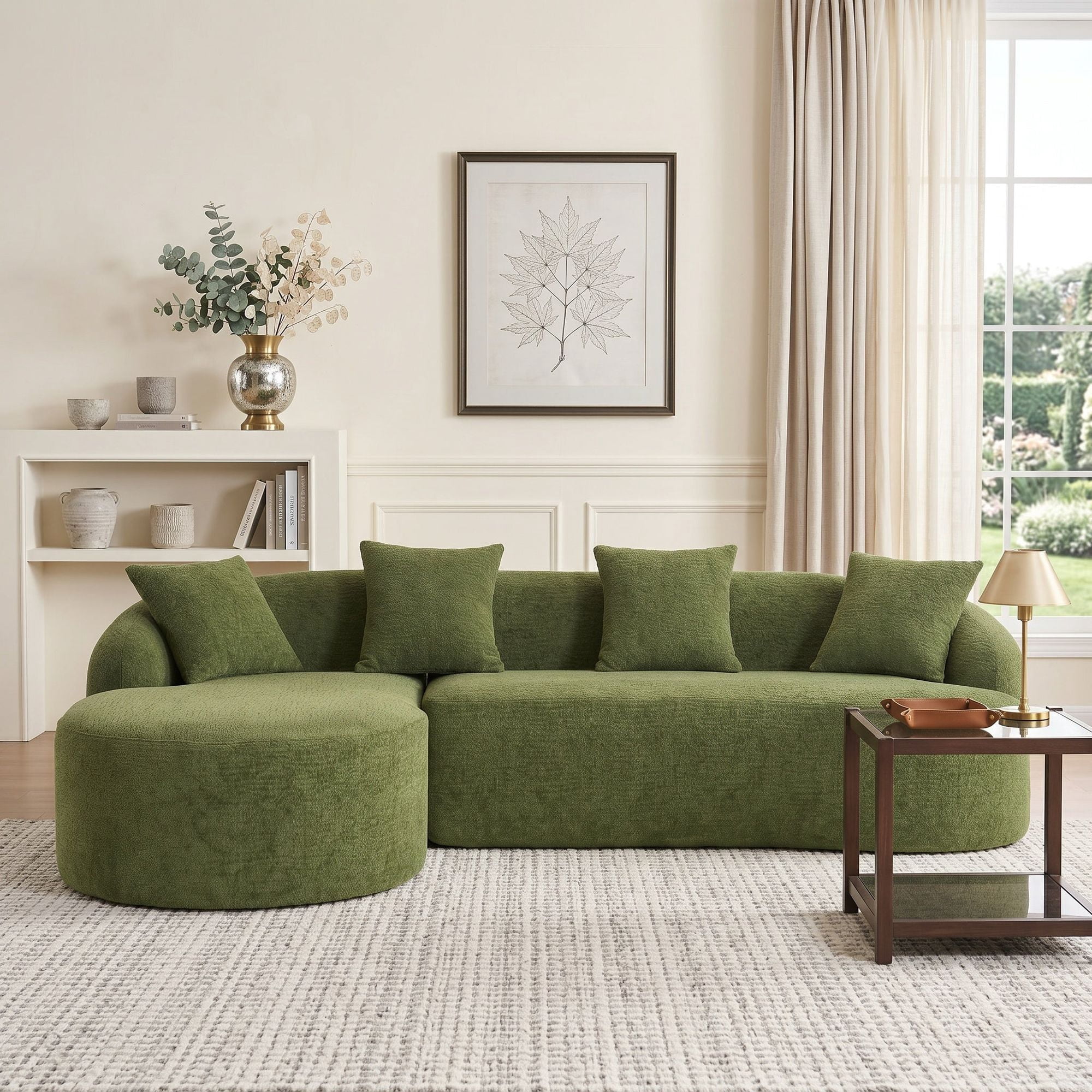 Sailvan L-Shape Sectional Sofa, 30D High-Density Foam Modular Chenille Couch for Living Room