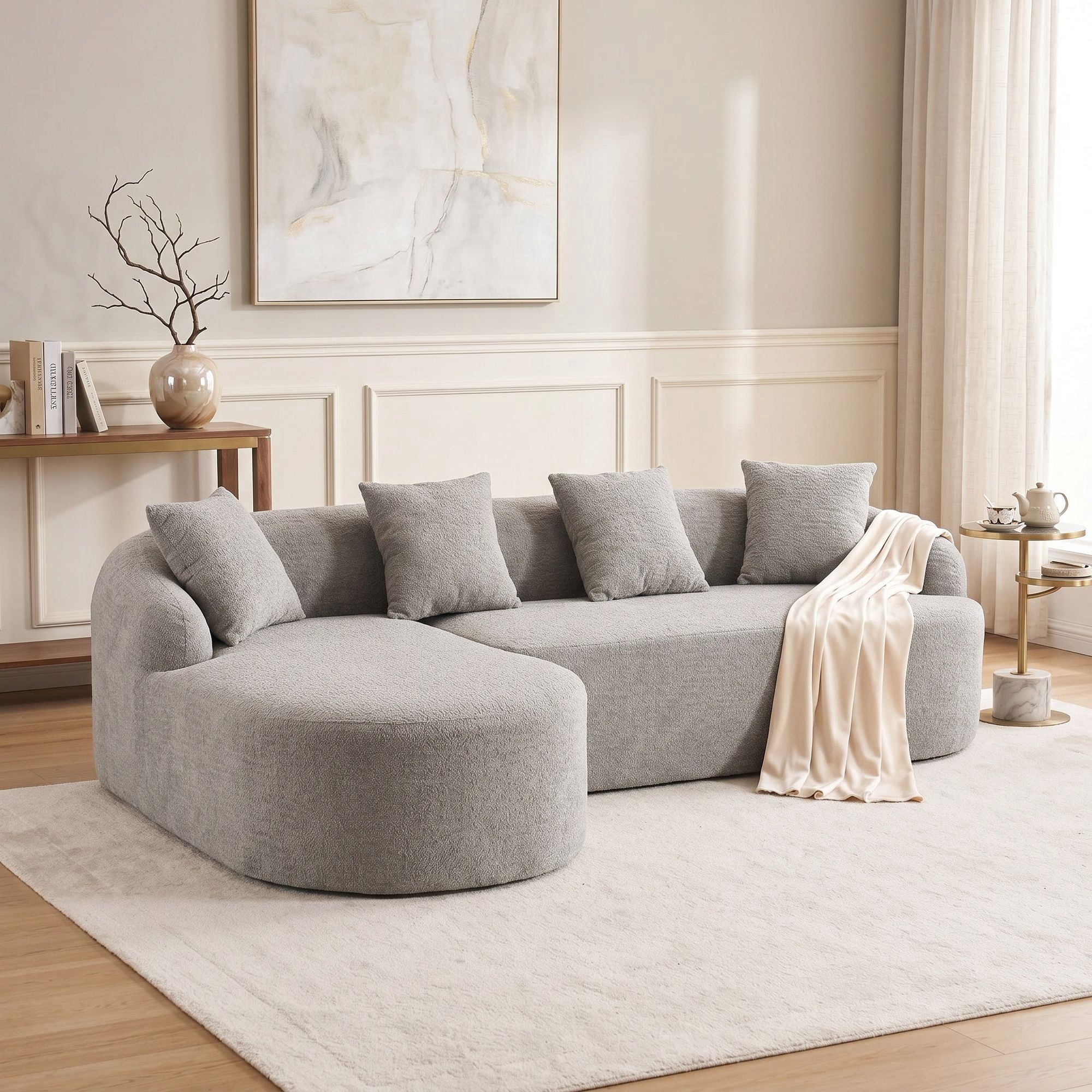 Sailvan L-Shape Sectional Sofa, 30D High-Density Foam Modular Chenille Couch for Living Room
