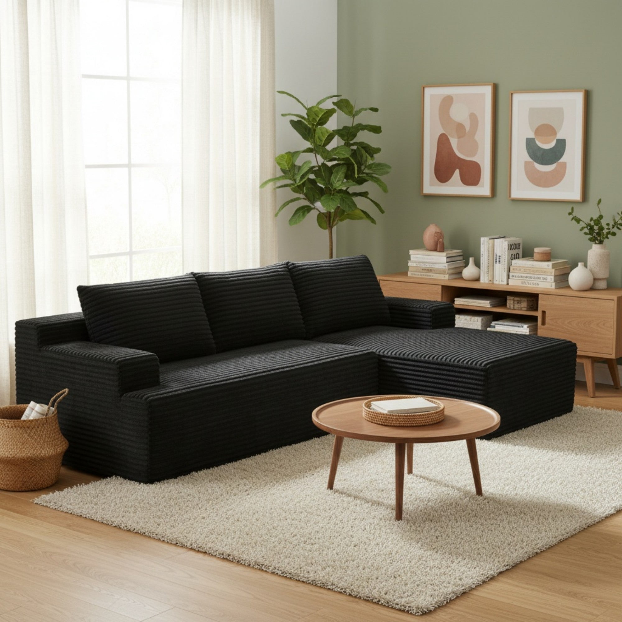 Sailvan L-Shaped Cloud Sectional Sofa with Deep Seat,No Assembly Modular Couches Sleeper
