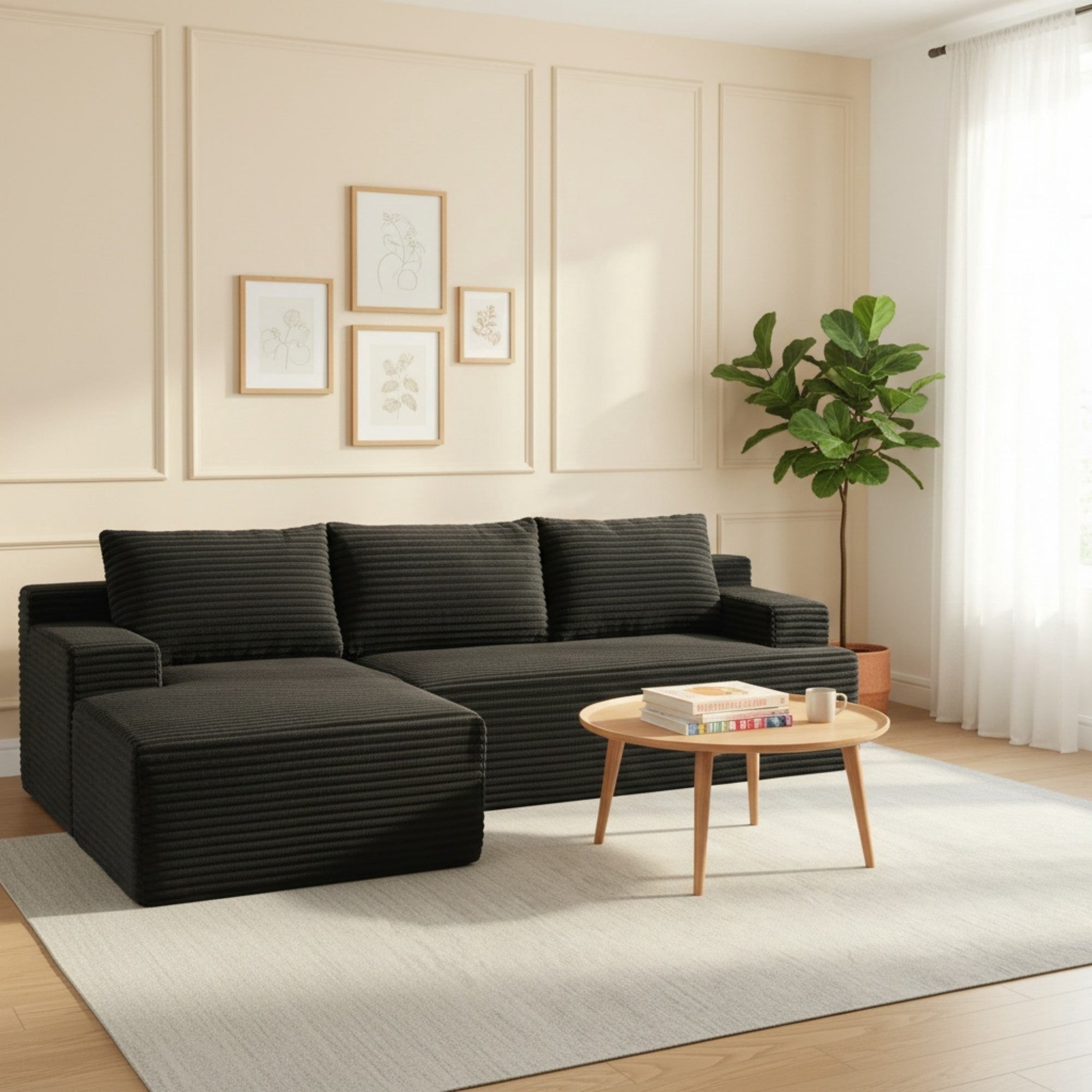 Sailvan L-Shaped Cloud Sectional Sofa with Deep Seat,No Assembly Modular Couches Sleeper