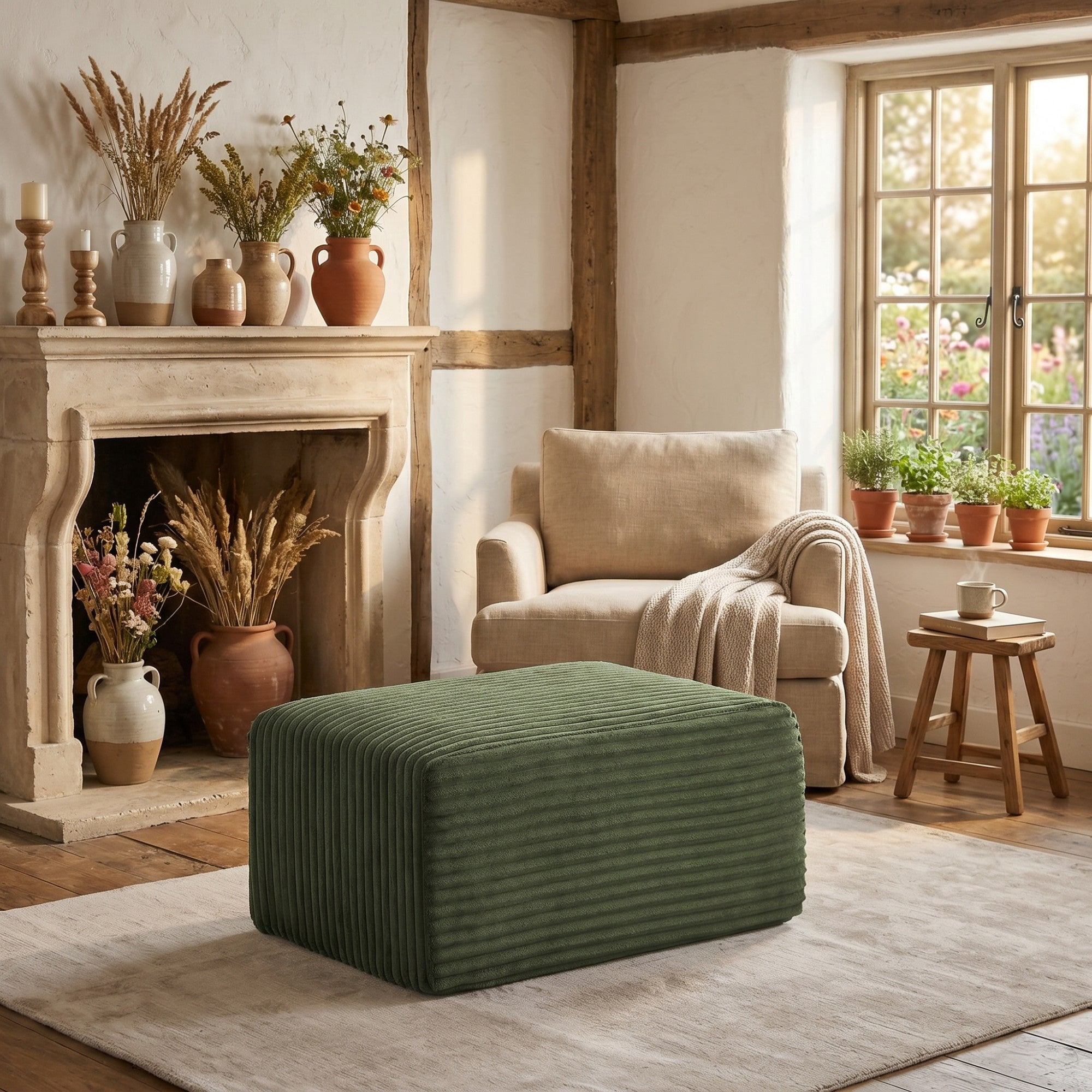 Sailvan L-Shaped Cloud Sectional Sofa with Ottoman