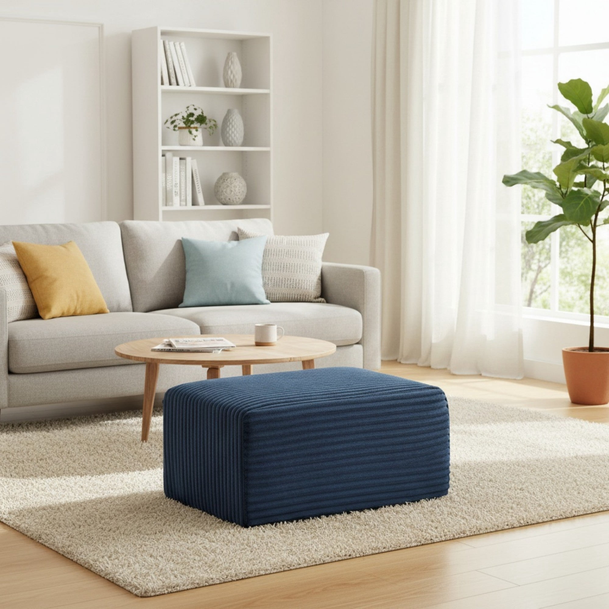 Sailvan L-Shaped Cloud Sectional Sofa with Ottoman