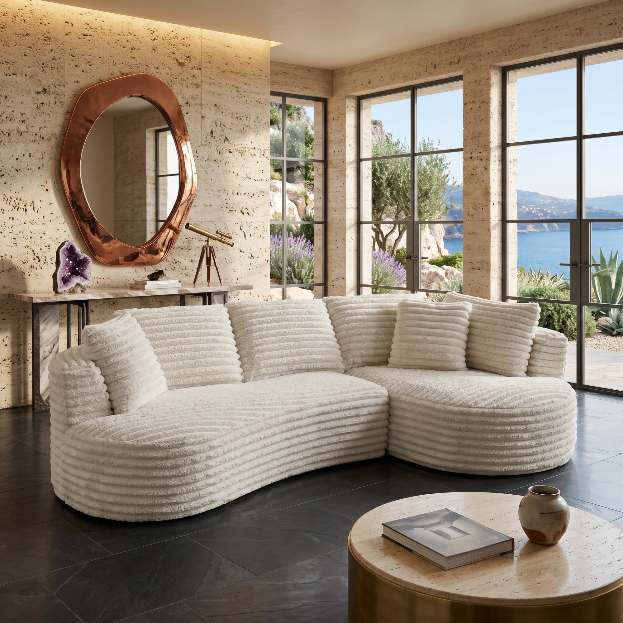 Sailvan Modern Curved L-Shape Luxury Sectional Sofa, Comfy Sleeper Couch,No Assembly Required