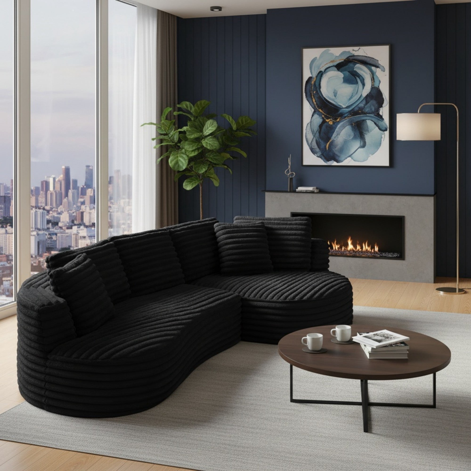 Sailvan Modern Curved L-Shape Luxury Sectional Sofa, Comfy Sleeper Couch,No Assembly Required