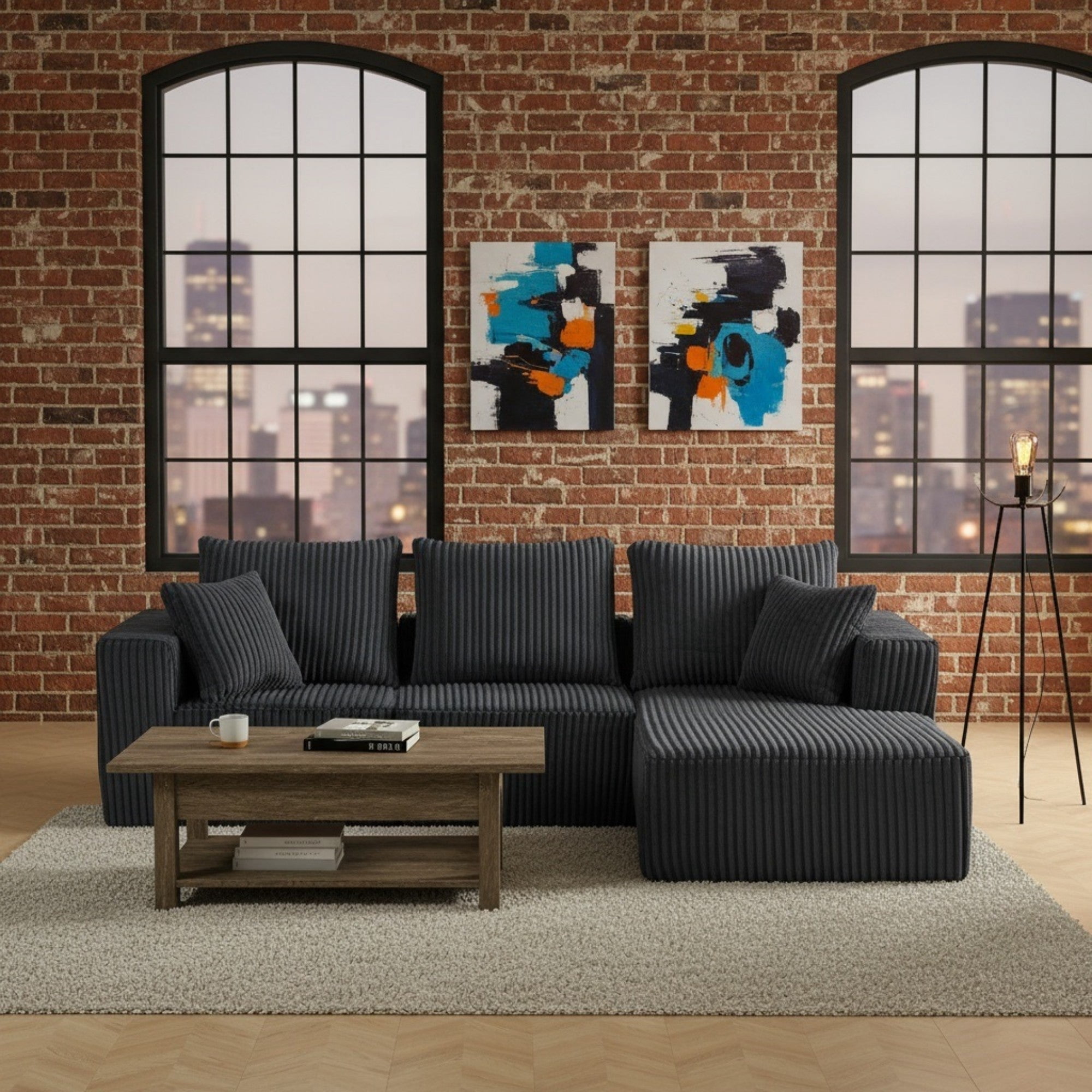Sailvan Modular Sectional Sofa, Modern Corduroy Cloud Couch with 4 Deep Seat, No Assembly