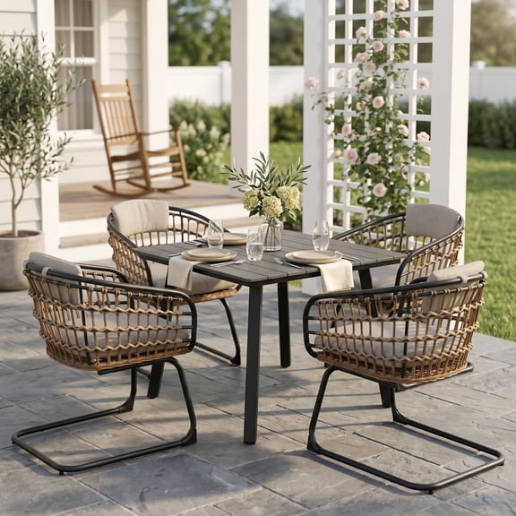 Sailvan Outdoor Dining Table Collection with Umbrella Hole, All-Weather Foldable & Square Options