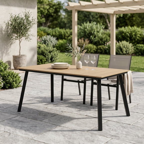 Sailvan Outdoor Dining Table Collection with Umbrella Hole, All-Weather Foldable & Square Options