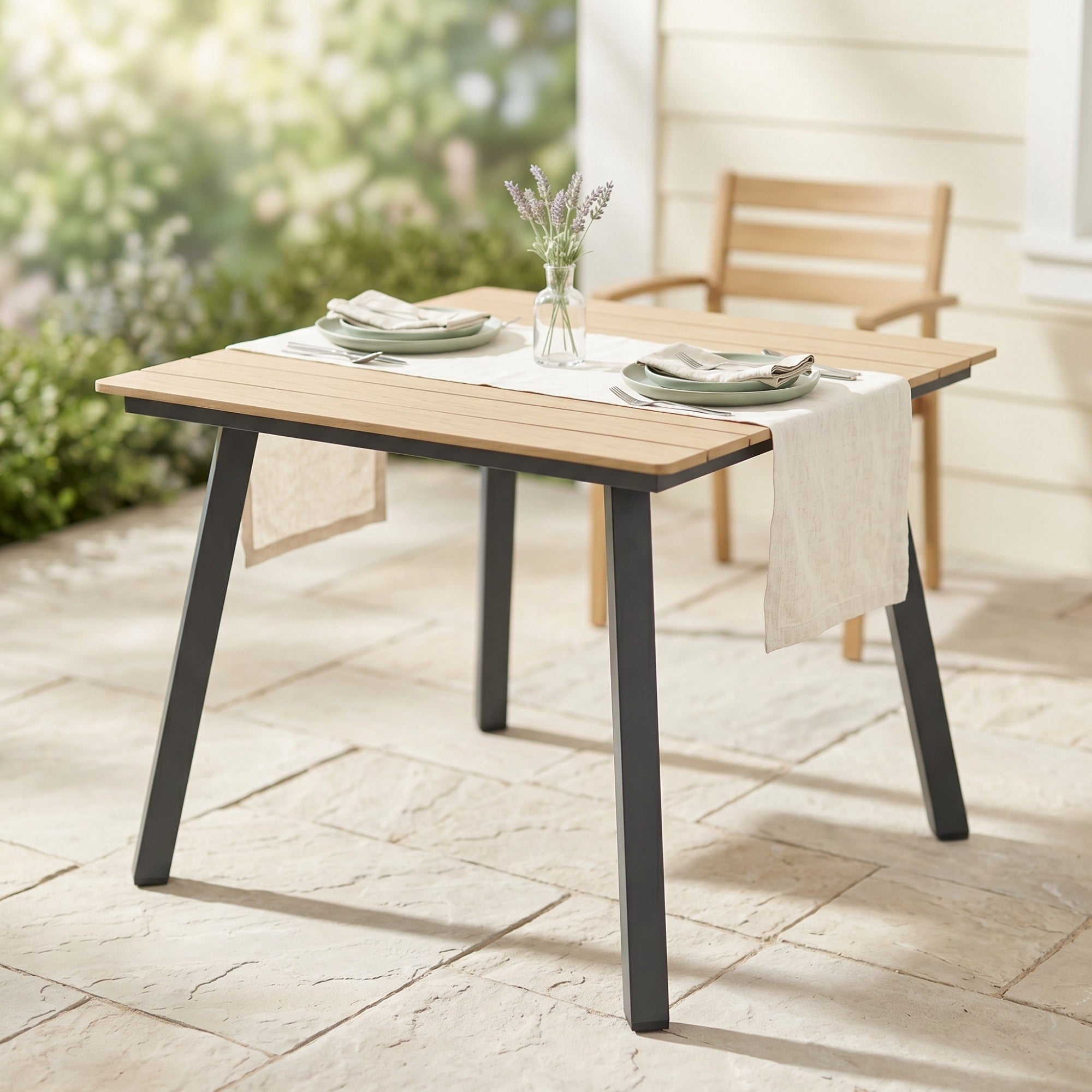 Sailvan Outdoor Dining Table Collection with Umbrella Hole, All-Weather Foldable & Square Options