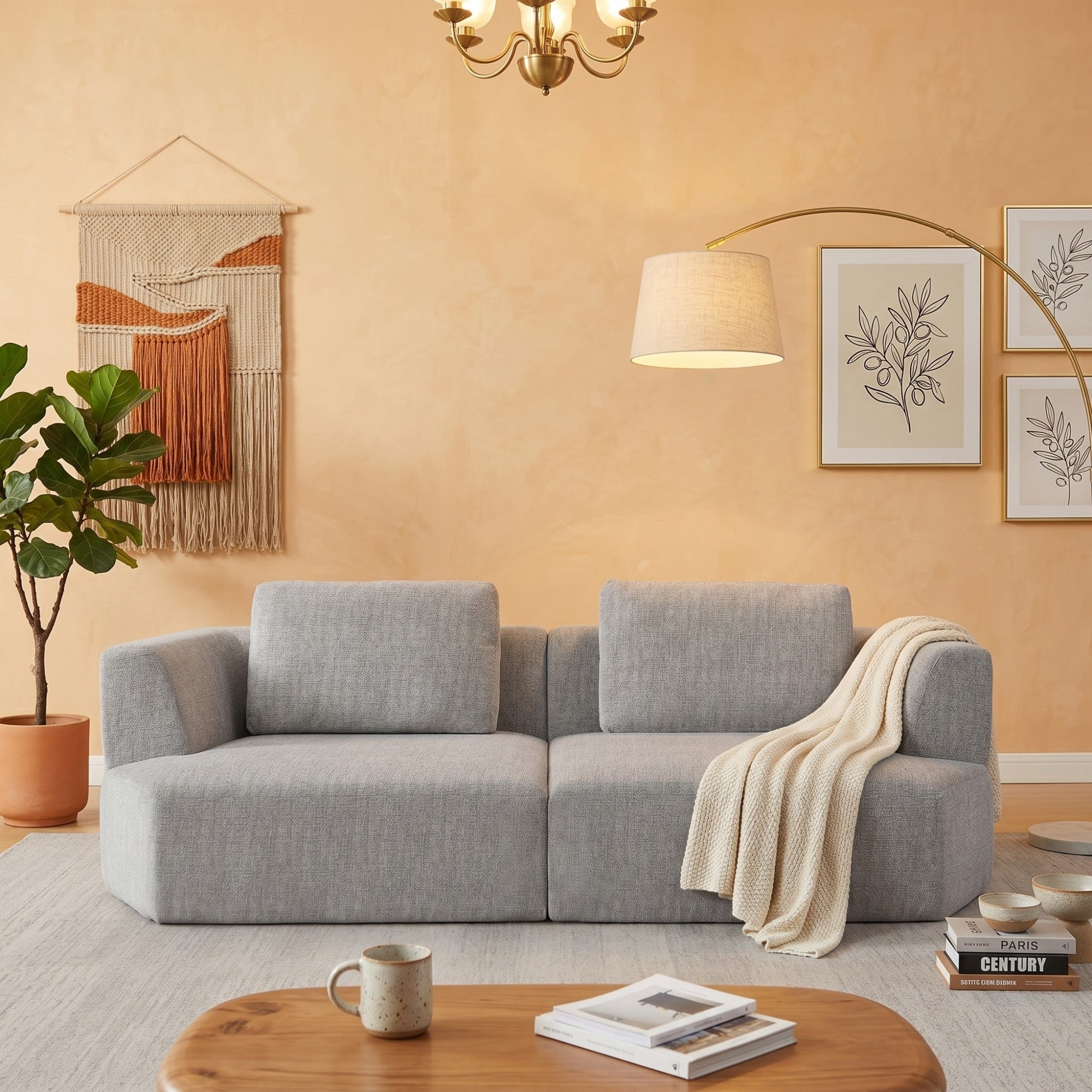 Sailvan Oversized 2 Seater Compressed Sofa with Chenille Fabric, No Assembly, Space-Saving