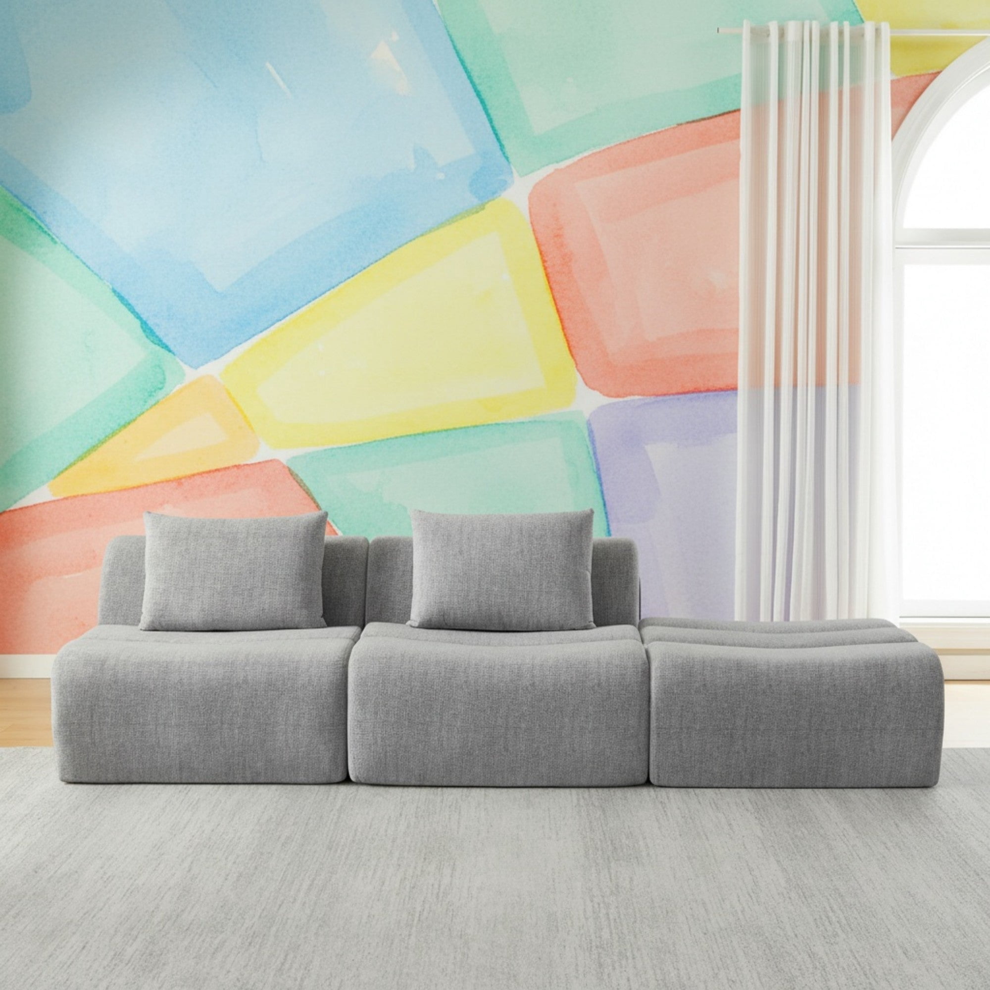 Sailvan Oversized 3 Seater Compressed Sofa with Chenille Fabric, No Assembly, Space-Saving