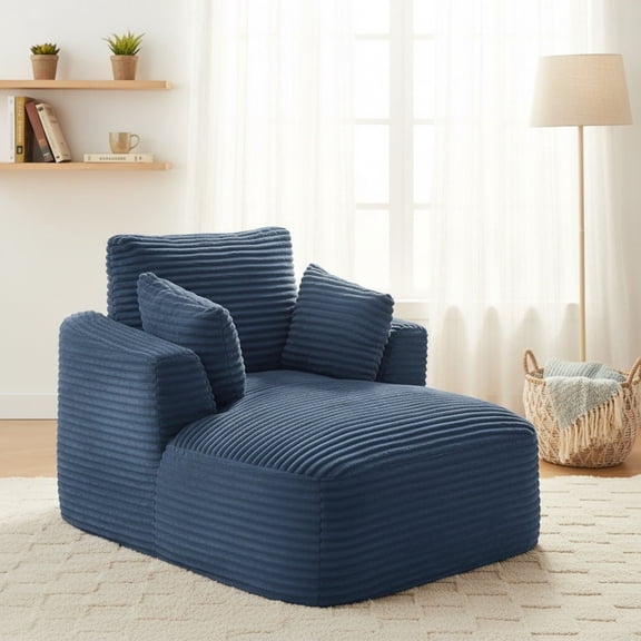 Sailvan Oversized Chaise Lounge Chair, Corduroy Upholstered Modern Sofa Couch,Comfy Sleeper Sofa