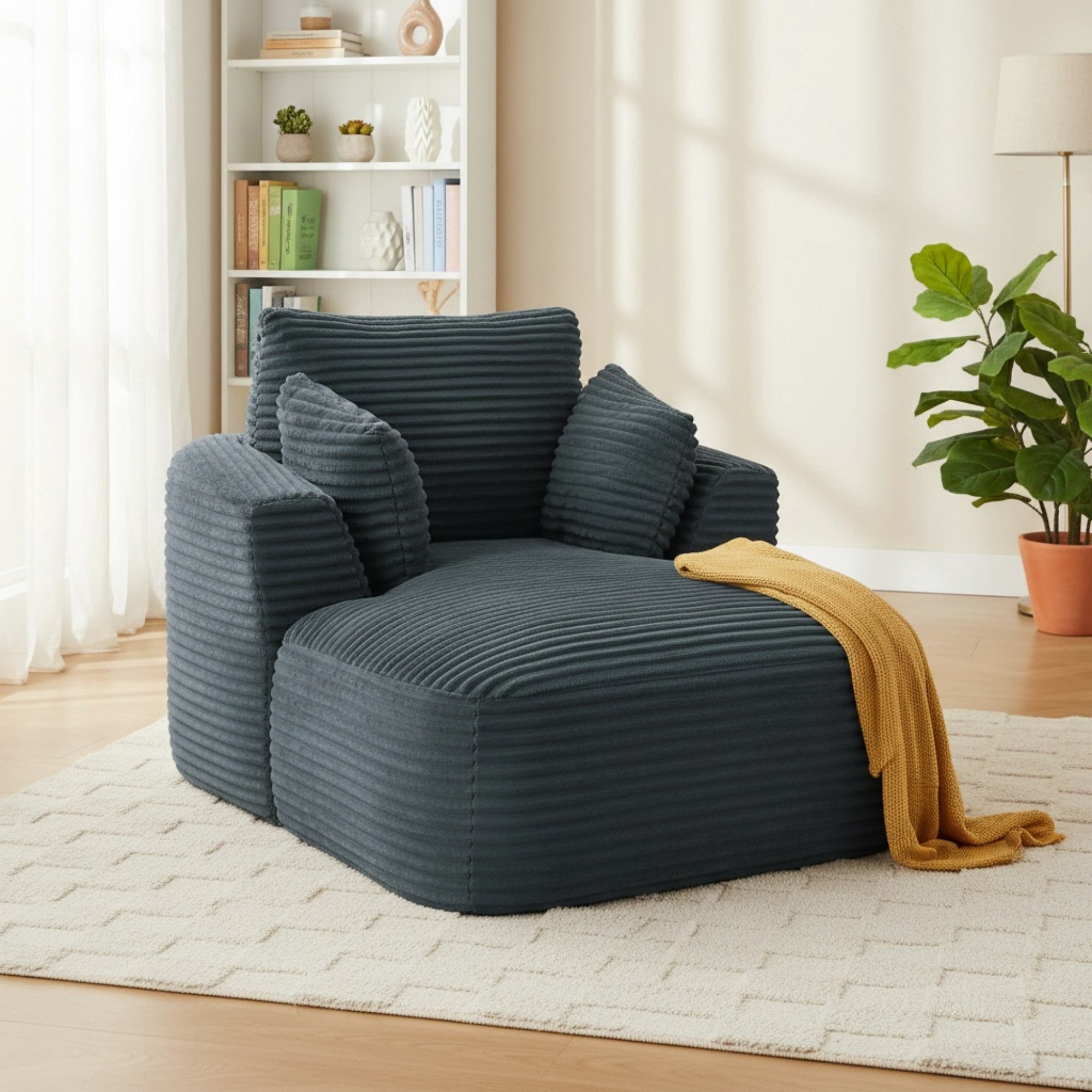 Sailvan Oversized Chaise Lounge Chair, Corduroy Upholstered Modern Sofa Couch,Comfy Sleeper Sofa