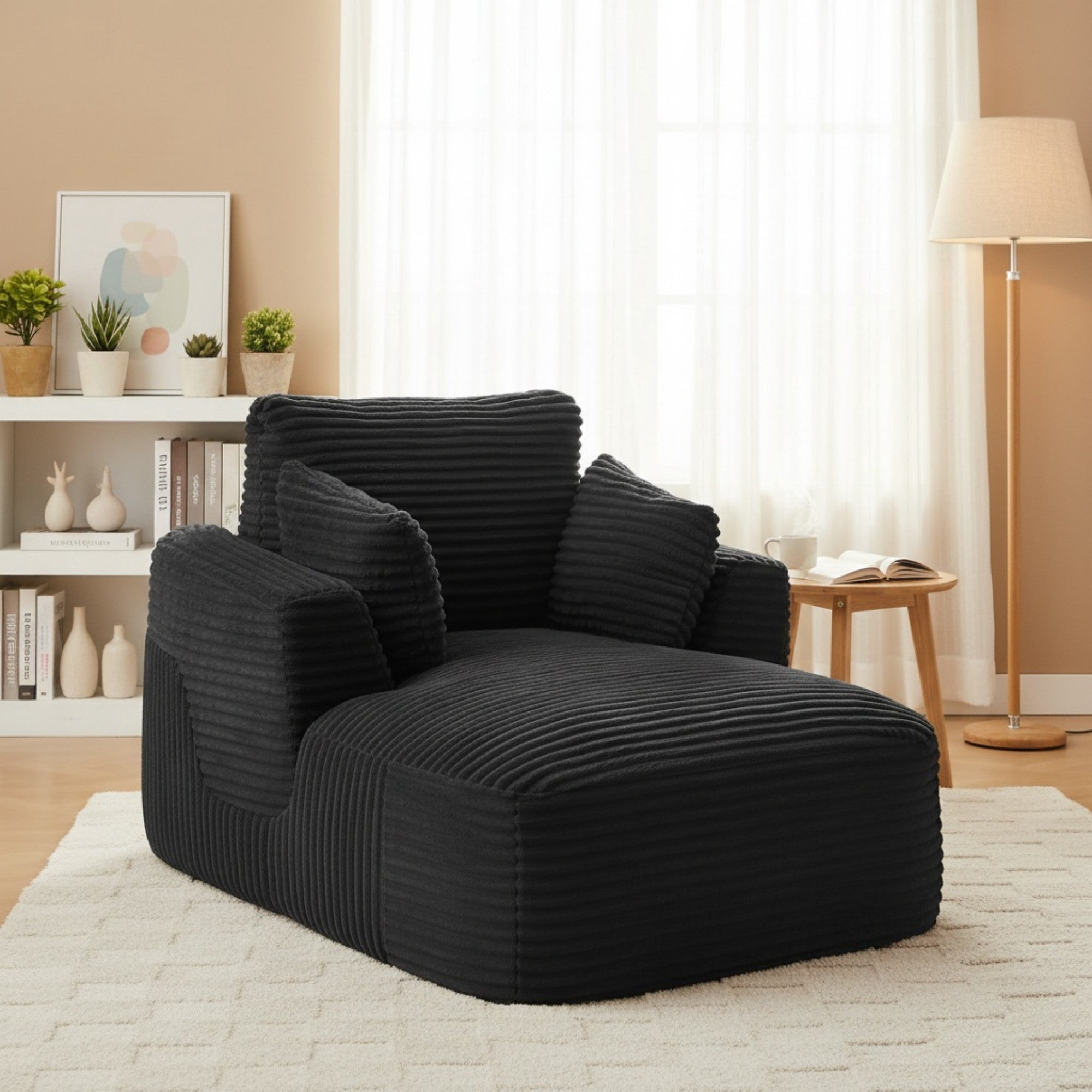 Sailvan Oversized Chaise Lounge Chair, Corduroy Upholstered Modern Sofa Couch,Comfy Sleeper Sofa
