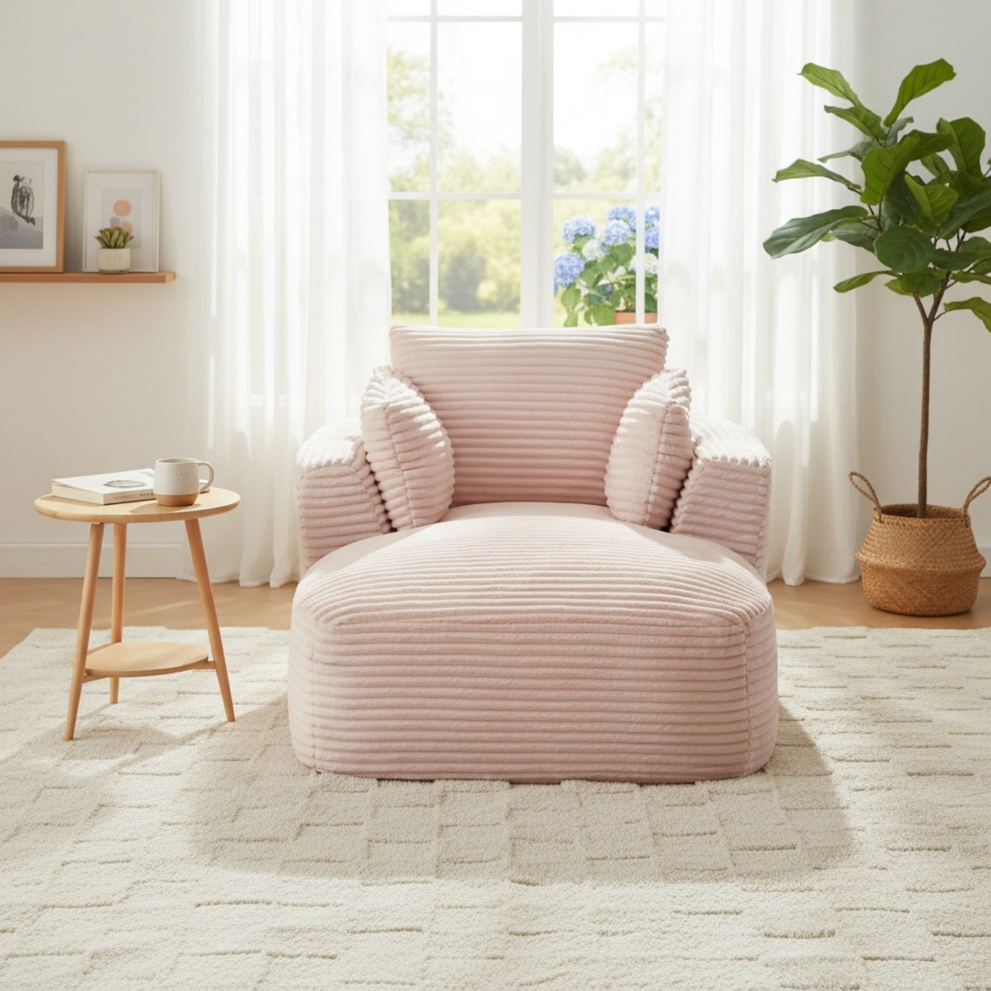 Sailvan Oversized Chaise Lounge Chair, Corduroy Upholstered Modern Sofa Couch,Comfy Sleeper Sofa