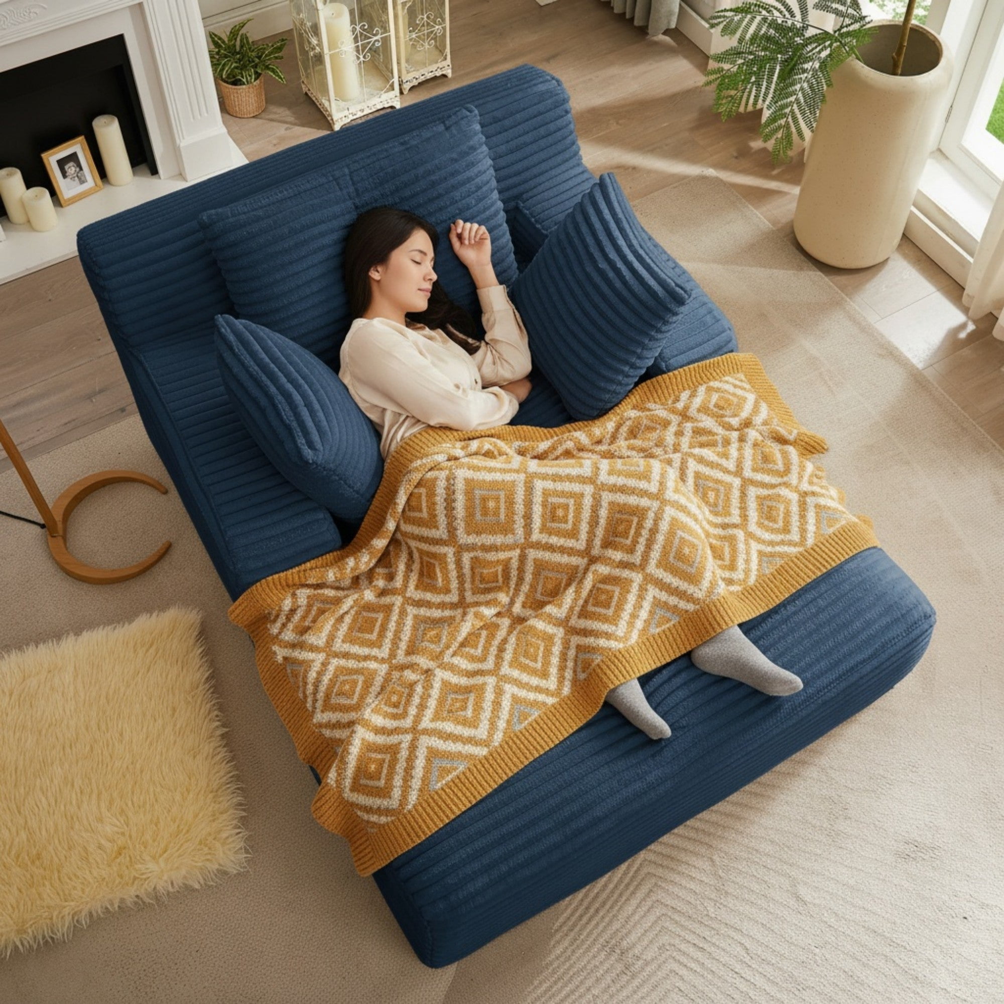 Sailvan Oversized Chaise Lounge Chair, Corduroy Upholstered Modern Sofa Couch,No Assembly Required