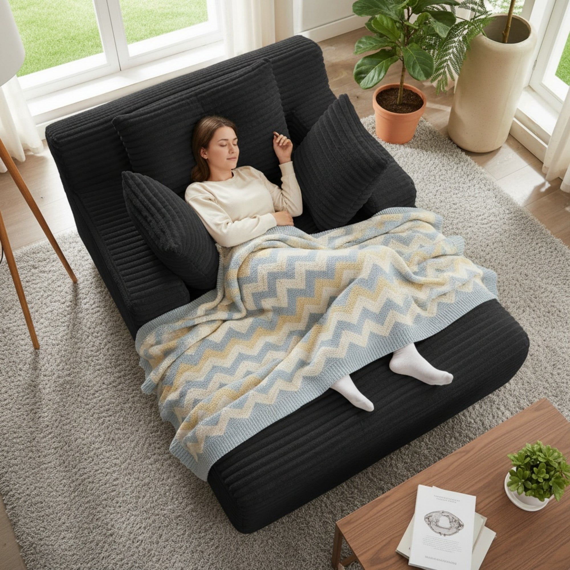 Sailvan Oversized Chaise Lounge Chair, Corduroy Upholstered Modern Sofa Couch,No Assembly Required