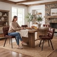 thumbnail image 1 of Sailvan Set of 4 Upholstered Dining Chairs, Swivel PU Leather  Kitchen Chairs with Backrest and Metal Legs, Double Layer Foam Dinner Table Chair for Living Room, Brown, 1 of 10