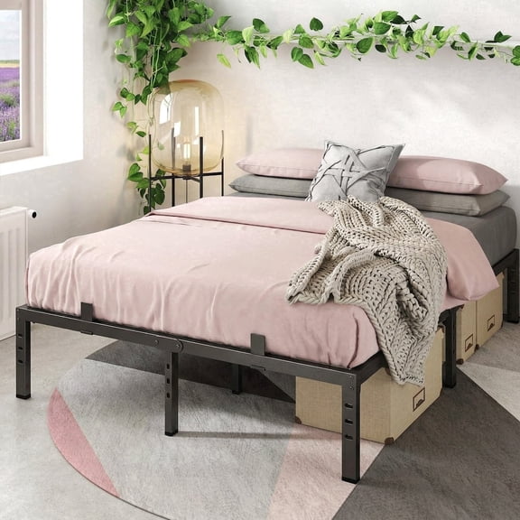 Sailvan Queen Bed Frame, 14 Inch Metal Platform Bed Frame Queen Size, Heavy Duty, Noise Free, Easy Assembly, Steel Slats Support, No Box Spring Needed