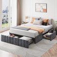 thumbnail image 1 of Sailvan Queen Size Bed Frame with Charging Station and 4 Storage Drawers, Upholstered Platform Bed Frame with Pockets,Wooden Slats Support, No Box Spring Needed, Noise Free, Easy Assembly, Grey, 1 of 10