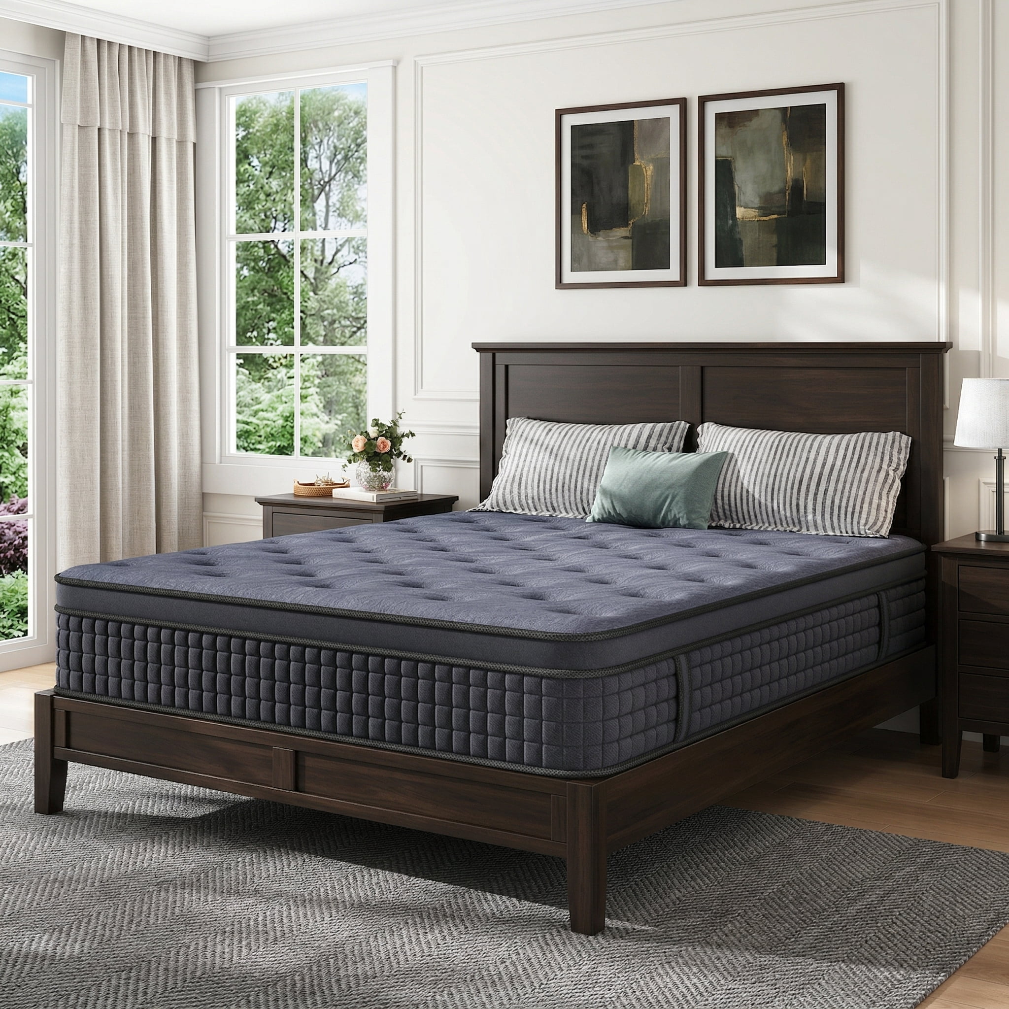 Sailvan Queen Mattress 10 Inch, Medium Firm Mattress Queen Size in a Box, Hybrid Spring Gel Memory Foam Mattress, Motion Isolation/CertiPUR-US Certification