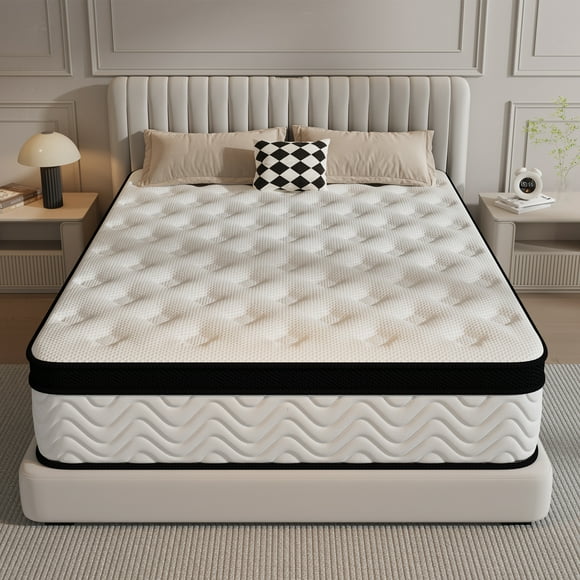 Sailvan Queen Mattress 12-Inch ,Medium-Firm Hybrid Queen Size Mattress in a Box, Memory Foam Mattress with Individually Pocket Springs, Reinforced Edge Support, Pressure Relief, Motion Isolation