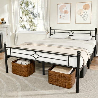 Sailvan Queen Bed Frame, Metal Bed Frame Queen Size with 12'' Under Bed Storage, Black Platform Bed with Headboard & Footboardd for Teens Adults/No Box Spring Needed/1000 lbs Capacity