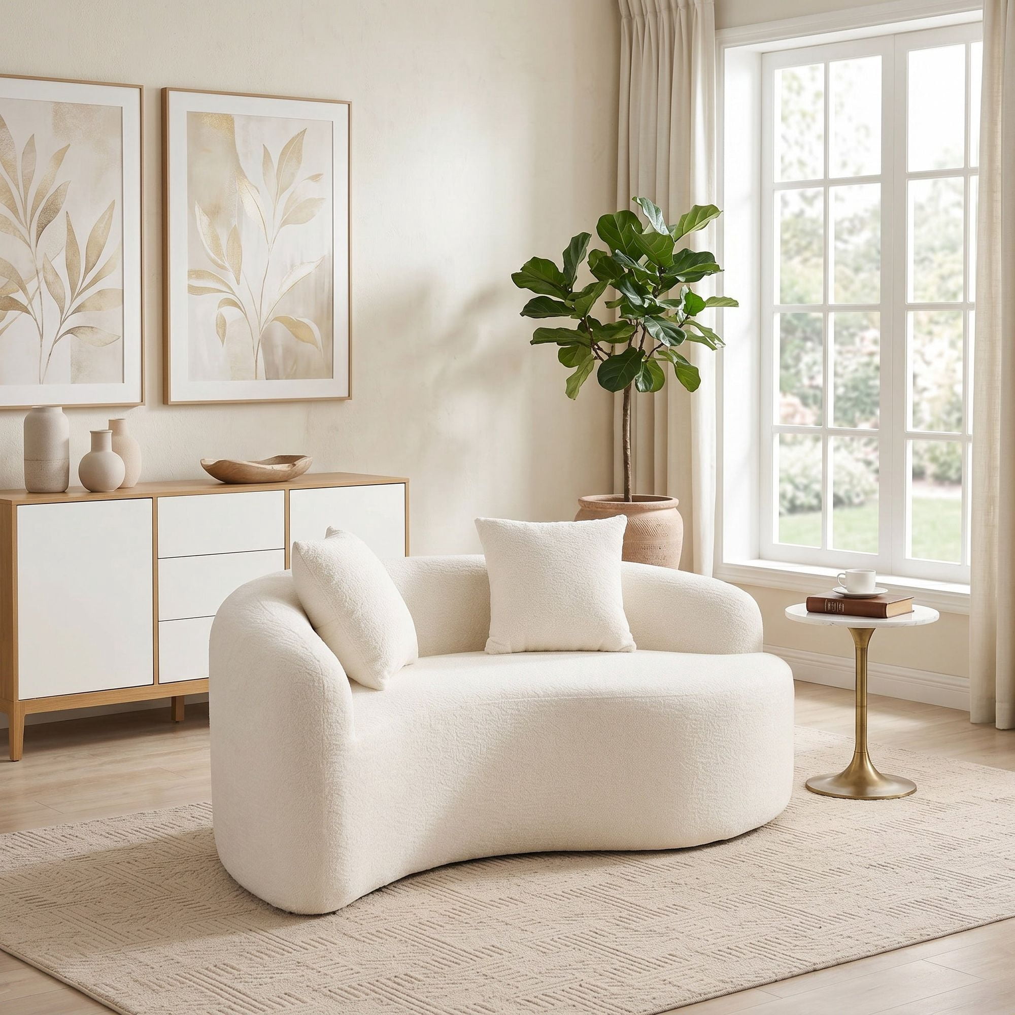 Sailvan S-Curved Chenille Sofa Loveseat, Dual-Depth, No Assembly, Compact for Small Spaces