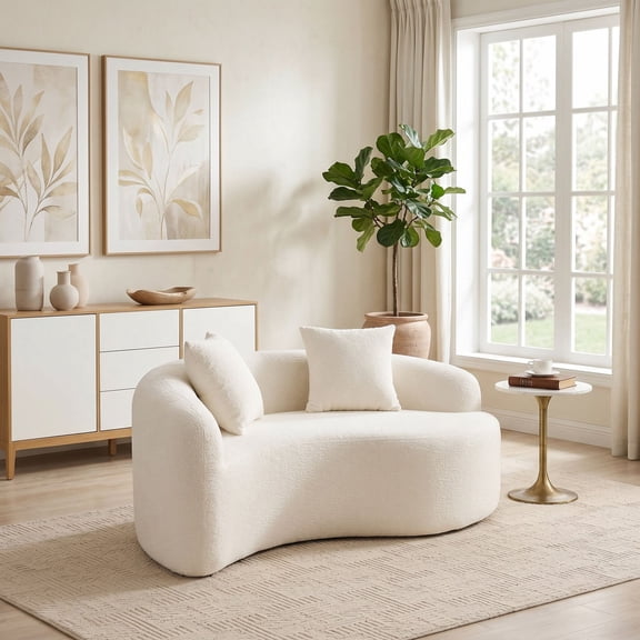 Sailvan S-Curved Chenille Sofa Loveseat, Dual-Depth, No Assembly, Compact for Small Spaces