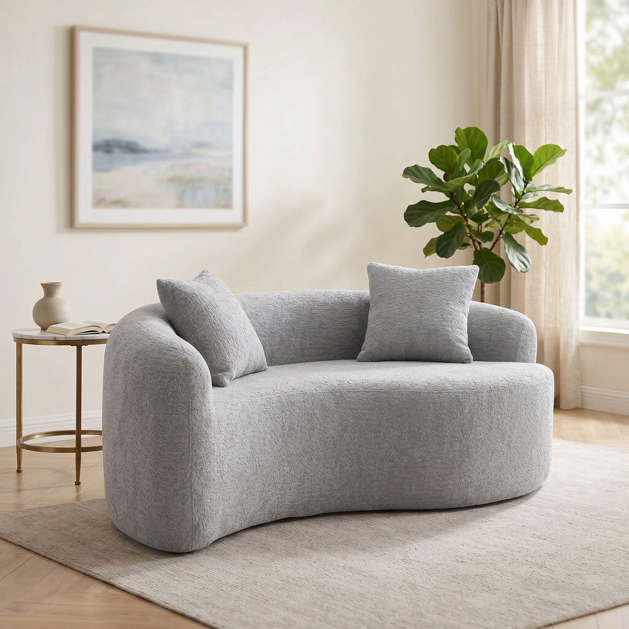 Sailvan S-Curved Chenille Sofa Loveseat, Dual-Depth, No Assembly, Compact for Small Spaces
