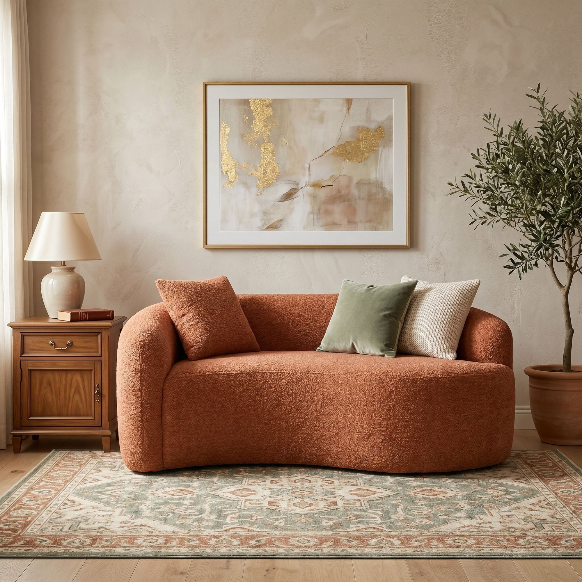 Sailvan S-Curved Chenille Sofa Loveseat, Dual-Depth, No Assembly, Compact for Small Spaces