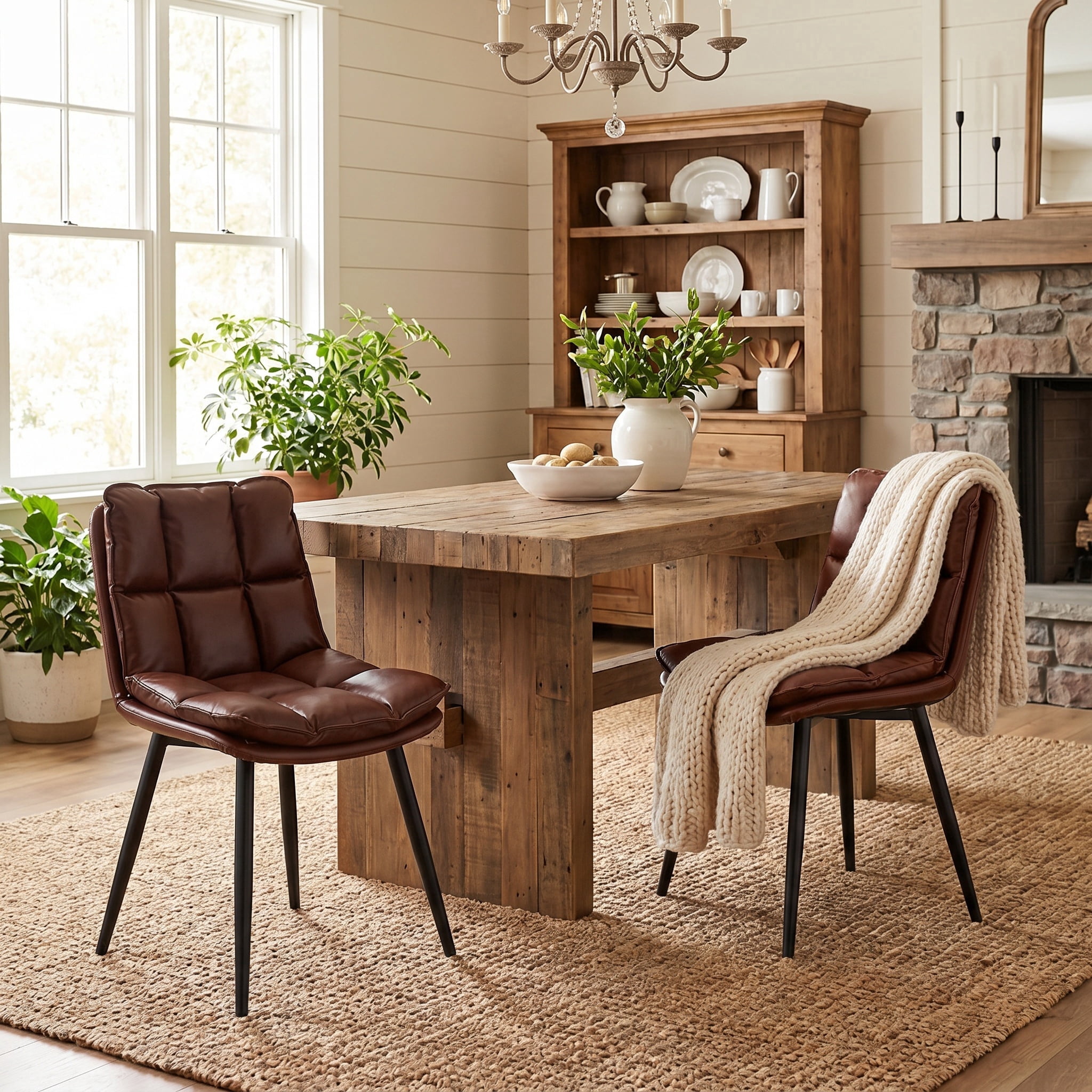 Sailvan Upholstered Dining Chairs Set of 2,  Modern Swivel  Kitchen Chairs with Backrest and Metal Legs, Double Layer Foam Dinner Table Chair for Living Room, Brown