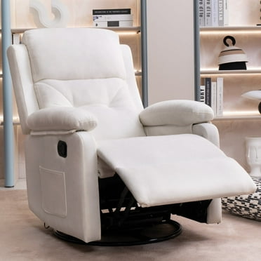 Sailvan Recliner Chair for Adults, Swivel Rocker Recliner Nursery Rocking Glider Chair, Manual Recliners Accent Chair with Lumbar Support for Living Room & Home Teatre, Beige