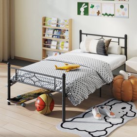 Sailvan Metal Twin Bed Frame with Under Storage, Twin Platform Bed with Headboard & Footboardd, No Box Spring Needed