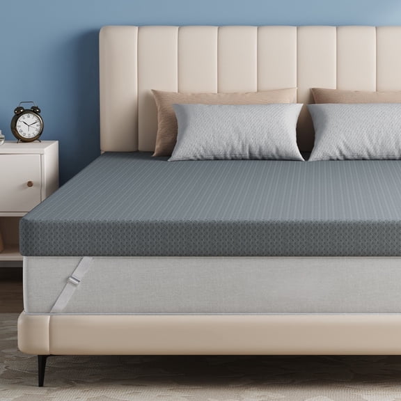 Sailvan Twin Mattress Topper, 2 Inch Memory Foam Mattress Topper With Washable Cover, Mattress Topper Twin Size For College Dorm, Home, Gel Infused, Anti-slip & Breathable, Gray