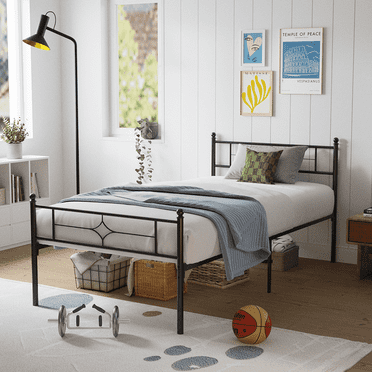 Sailvan Twin Bed Frame, Metal Bed Frame Twin Size with 12 inch Under Bed Storage, Headboard & Footboardd, No Box Spring Needed, 800 lbs Capacity