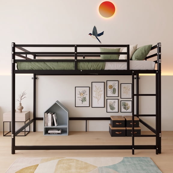 Sailvan Twin Size Low Loft Bed with 3 Step Ladder, Low Metal Loft Bed ...