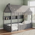 thumbnail image 1 of Sailvan Twin Size Montessori House Bed for Kids, Floor Bed with Fence Railings, Slats not included, 1 of 8