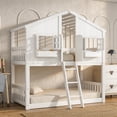 thumbnail image 1 of Sailvan Twin over Twin House Bunk Bed with Roof and Window, Low Height Safety Design White, 1 of 5