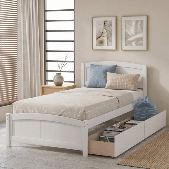 Sailvan Twin size Platform Bed with Two Drawers