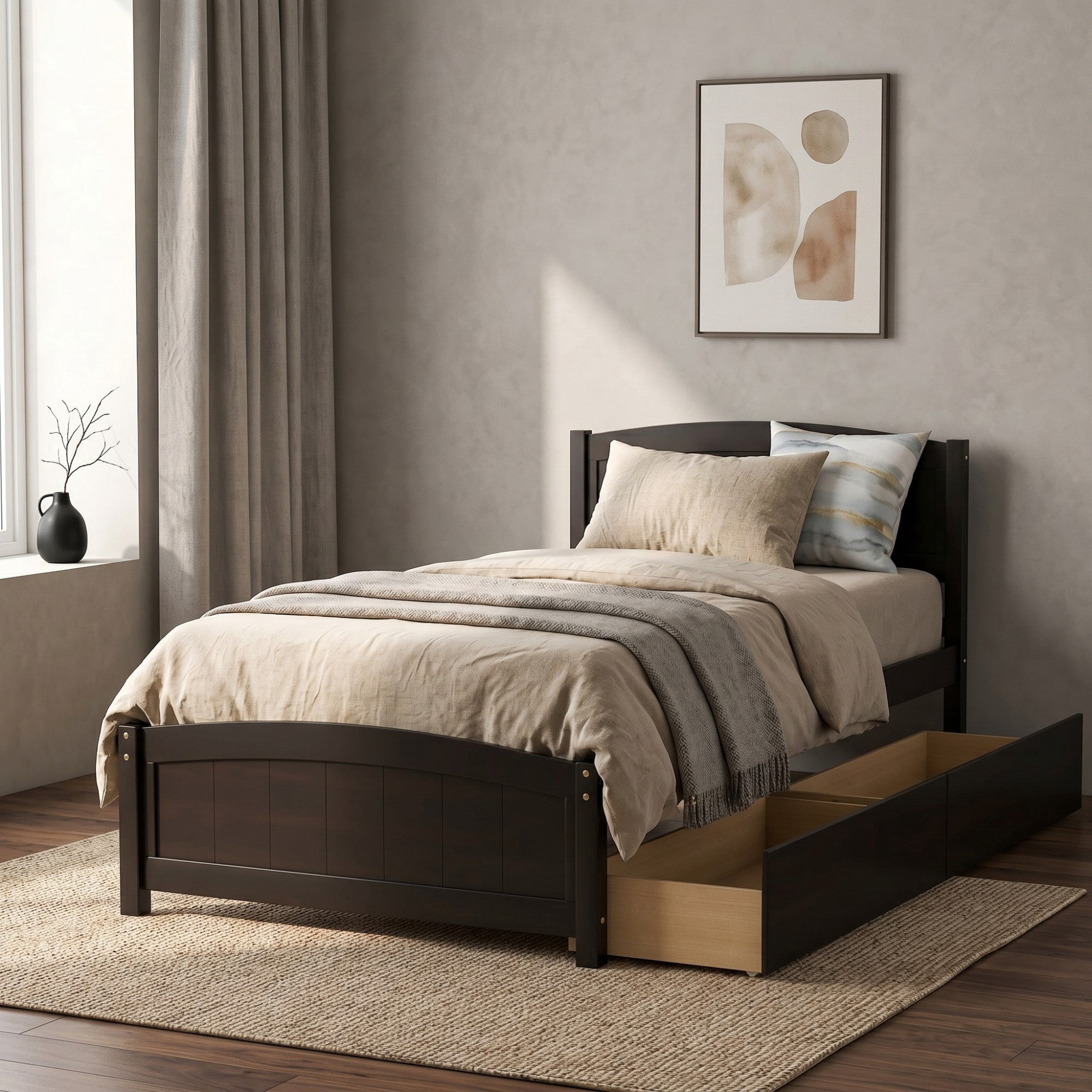 Sailvan Twin size Platform Bed with Two Drawers