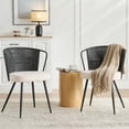 thumbnail image 1 of Sailvan Modern Dining Chairs Set of 2,Upholstered Rattan Chairs,Fabric Padded Side Chairs with  Rattan Backrest & Thick Cushions,Accent Kitchen Chair with Metal Leg,Black, 1 of 8