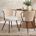 thumbnail image 1 of Sailvan Modern Dining Chairs Set of 2,Upholstered Rattan Chairs,Fabric Padded Side Chairs with  Rattan Backrest & Thick Cushions,Accent Kitchen Chair with Metal Leg,Black, 1 of 9