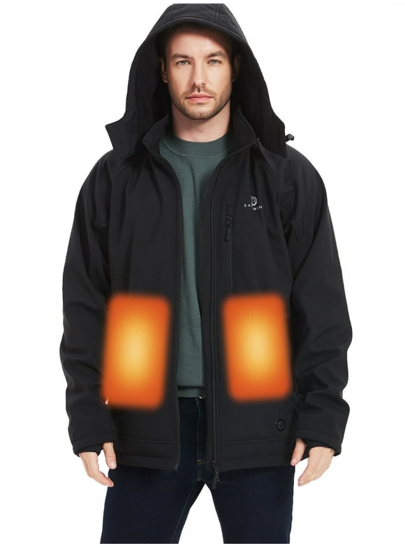 Sailwind Men's Activewear Heated Jacket with Battery Pack,3 Heating LevelSoftshell Heated Jacket For Men,Black,M