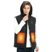 SAILWINDHEAT Sailwind Men's Lightweight Heated Vest Smart Electric Rechargeable Jacket With Removable Hood(10000mAh Battery Included),3 Heating Level,Black,Size 1XL